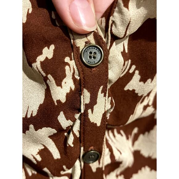 Burberry Brit Rust Brown 100% Silk Mini Dress – Houndstooth Print – Size 4 - Picture 4 of 10